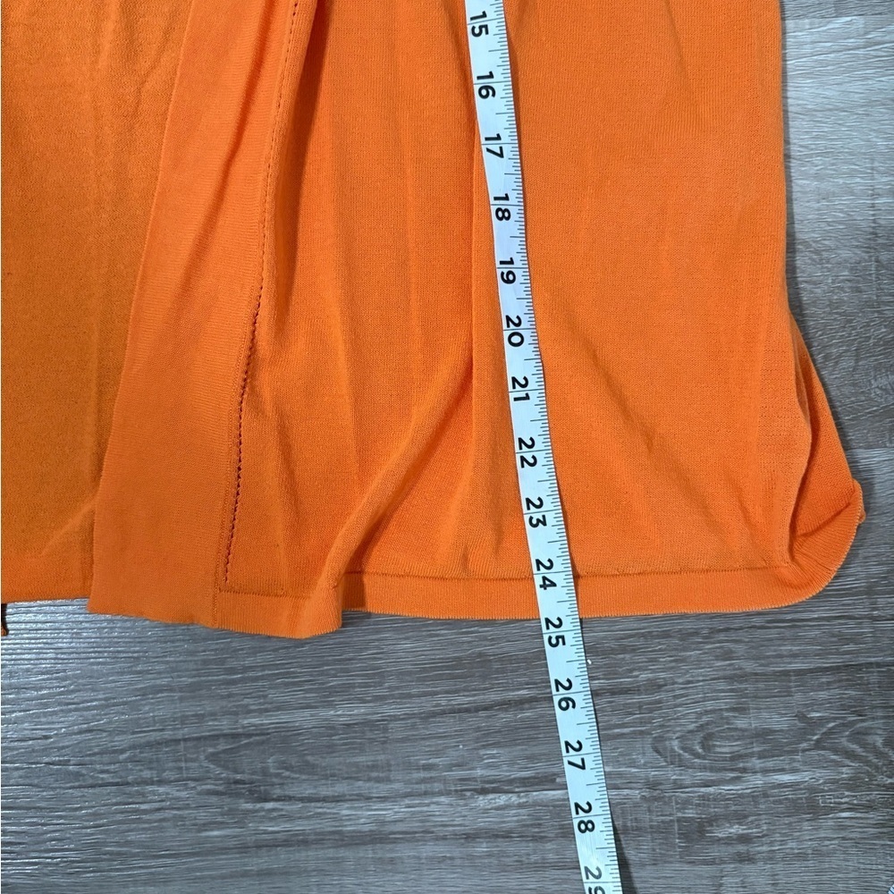 Chico's Vibrant Orange Open Front Cardigan with relaxed drape style. Size XL - Picture 6 of 6